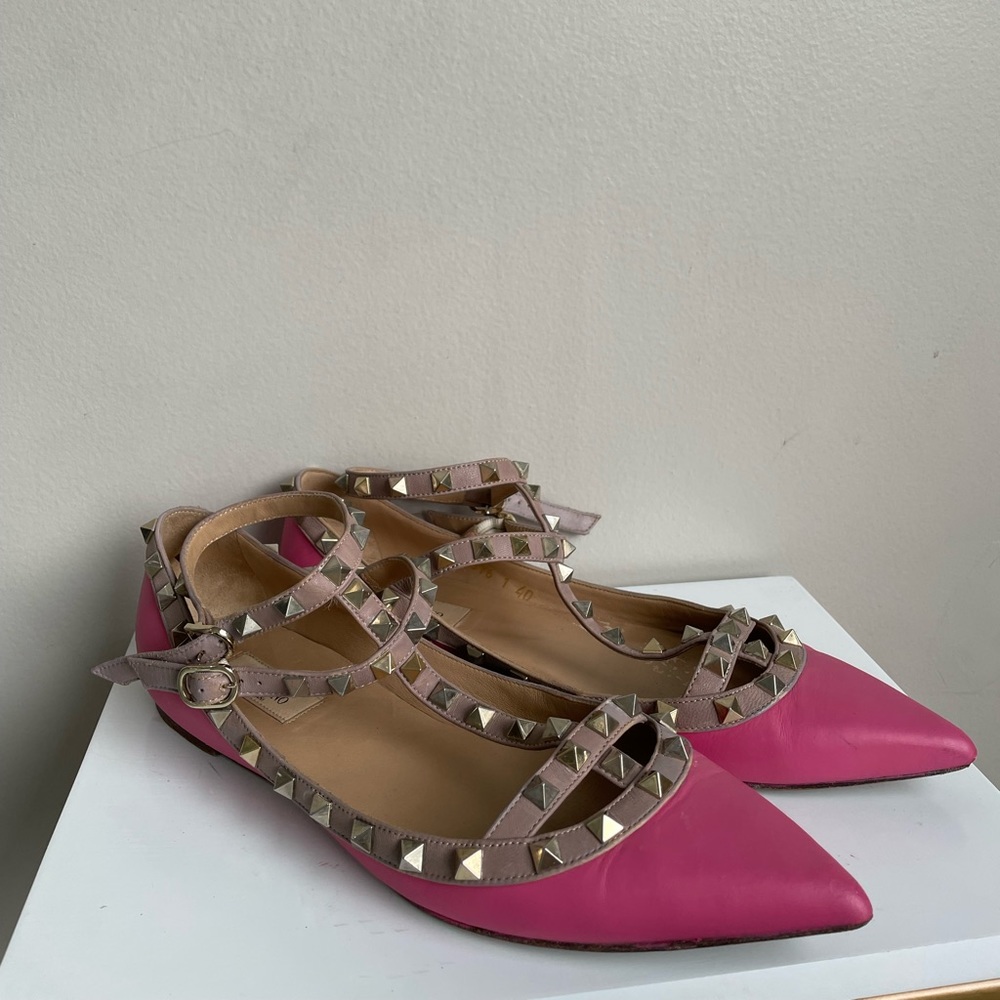 Valentino Rockstud Pink Flats